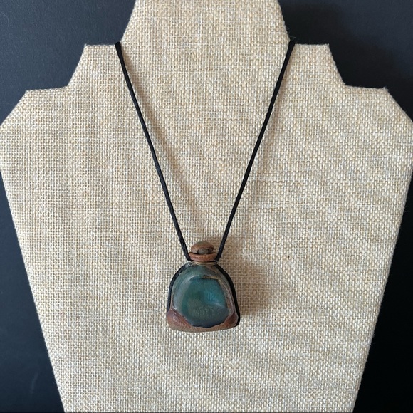 Vintage Jewelry - Ceramic Hand Crafted  Bottle Charm Necklace